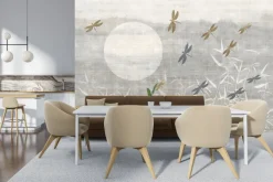 Fototapeta: Ważki na tle beżowego krajobrazu