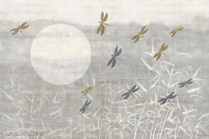 Fototapeta: Ważki na tle beżowego krajobrazu