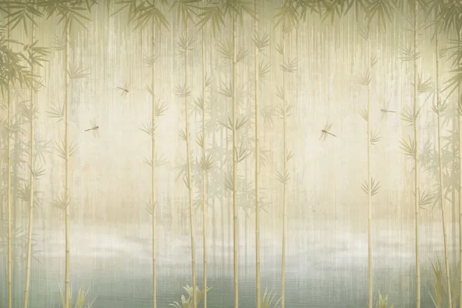 Fototapeta: Ważki pośród bambusowych gałązek delikatny roślinny wzór