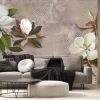 Fototapeta: Wall mural, wallpaper, postcard, flowers on a brown patterned