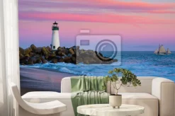 Fototapeta: Walton lighthouse in santa cruz, california at sunset