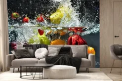 Fototapeta: Warzywa i owoce wpadające do wody