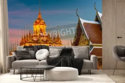 Fototapeta: Wat ratchanatdaram "metal temple" w bangkoku w tajlandii.