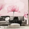 Fototapeta: Watercolor art background with hand drawn pink transparent flowers.