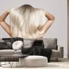 Fototapeta: Wavy blond hair back view