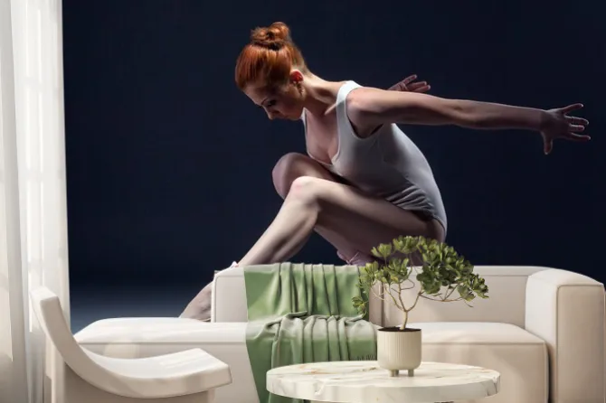 Fototapeta: Wdzięku szczupła tancerka w studio