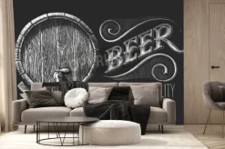 Fototapeta: Wektor beczka piwa narysowany na tablicy. rgb. jeden kolor globalny.