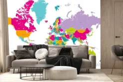 Fototapeta: Welt karte mit länder grenzen und länder namen vektor