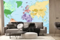 Fototapeta: Weltkarte - einzelne kontinente w farbe (hoher detailgrad)