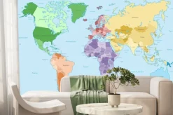 Fototapeta: Weltkarte - einzelne kontinente w farbe (hoher detailgrad)