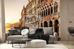 Fototapeta: Wenecja o zachodzie słońca z widokiem na złoty dom