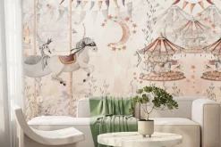 Fototapeta: Wesołe miasteczko bajkowy wzór akwarela ilustracja