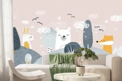 Fototapeta: Wesołe zwierzątka pośród leśnych wzgórz