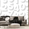Fototapeta: White pattern with white 3d numbers on it, play of light and