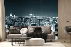 Fototapeta: Światła nowego jorku nocą z wieżowcami w tle