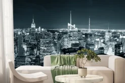 Fototapeta: Światła nowego jorku nocą z wieżowcami w tle