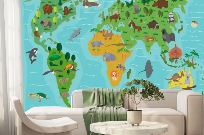 Fototapeta: Świata zwierzęcego. śmieszne kreskówki mapie