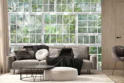 Fototapeta: Widok 3d na tropikalną dżunglę przez okno