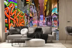 Fototapeta: Widok kolorowe graffiti grafika na hosier lane w melbourne