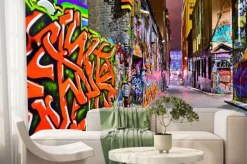 Fototapeta: Widok kolorowe graffiti grafika na hosier lane w melbourne