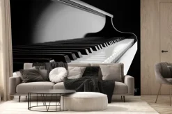 Fototapeta: Widok na klawisze czarnego fortepianu