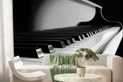 Fototapeta: Widok na klawisze czarnego fortepianu