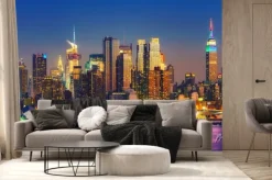 Fototapeta: Widok na manhattan w nocy, nowy jork, usa