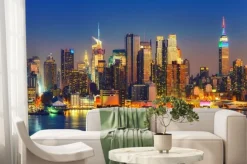 Fototapeta: Widok na manhattan w nocy, nowy jork, usa