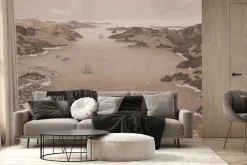 Fototapeta: Widok na nadmorskie miasto otoczone górami