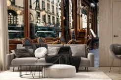 Fototapeta: Widok na paryską uliczkę z kawiarnią