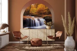 Fototapeta: Widok na wodospad w jesiennym lesie
