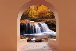 Fototapeta: Widok na wodospad w jesiennym lesie