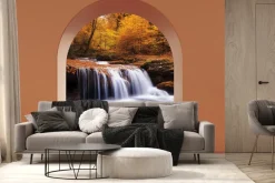 Fototapeta: Widok na wodospad w jesiennym lesie