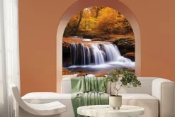 Fototapeta: Widok na wodospad w jesiennym lesie