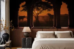 Fototapeta: Widok łuków na tle afryki ze słoniami