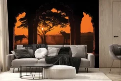 Fototapeta: Widok łuków na tle afryki ze słoniami