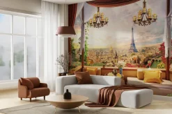 Fototapeta: Widok z balkonu na paryż przy zachodzie