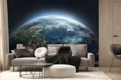 Fototapeta: Widok z kosmosu na rozświetloną ziemię