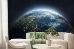 Fototapeta: Widok z kosmosu na rozświetloną ziemię