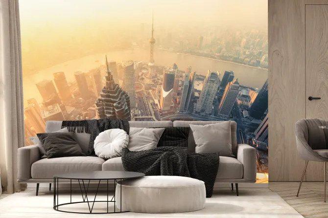 Fototapeta: Widok z lotu ptaka na szanghaj