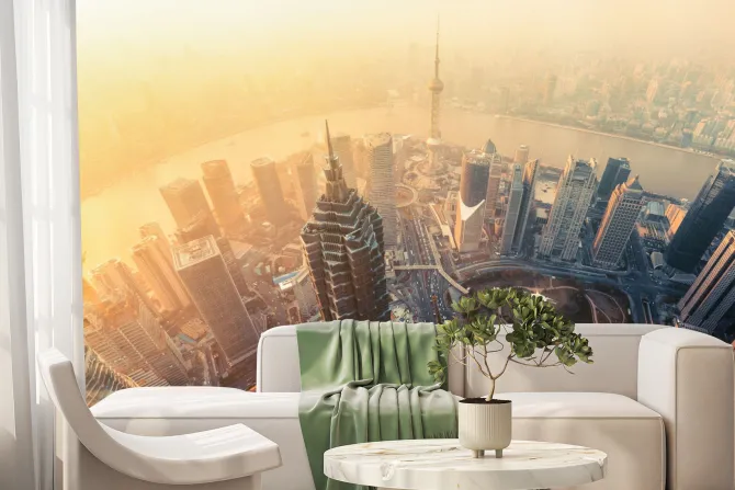 Fototapeta: Widok z lotu ptaka na szanghaj