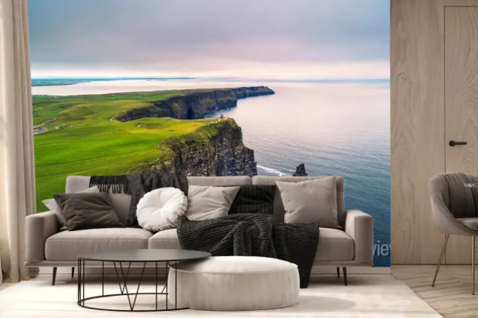 Fototapeta: Widok z lotu ptaka malownicze klify moher w irlandii