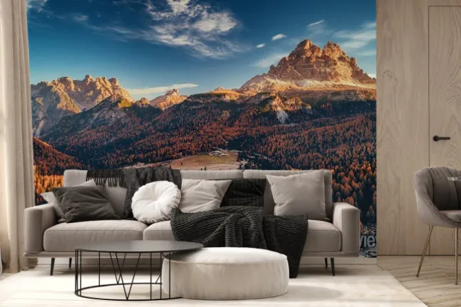 Fototapeta: Widok z lotu ptaka park narodowy tre cime di lavaredo. lokalizacja