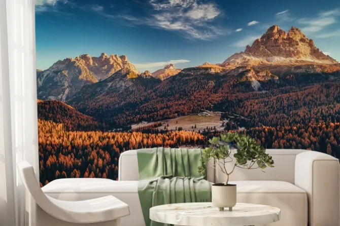 Fototapeta: Widok z lotu ptaka park narodowy tre cime di lavaredo. lokalizacja