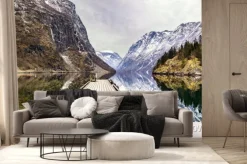 Fototapeta: Widok z miejscowości gudvangen w kierunku fiordu w norwegii