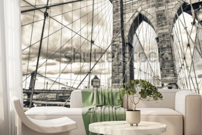 Fototapeta: Widok z mostu brooklińskiego vintage