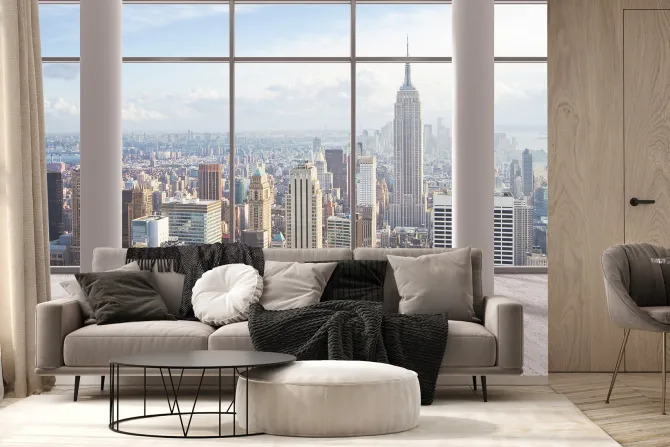 Fototapeta: Widok z wieżowca na duże miasto