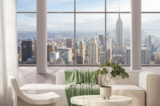 Fototapeta: Widok z wieżowca na duże miasto