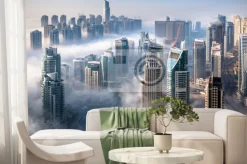 Fototapeta: Widom na dubaj marina w mglisty poranek