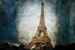 Fototapeta: Wieża eiffla w ciemnej scenerii paryża